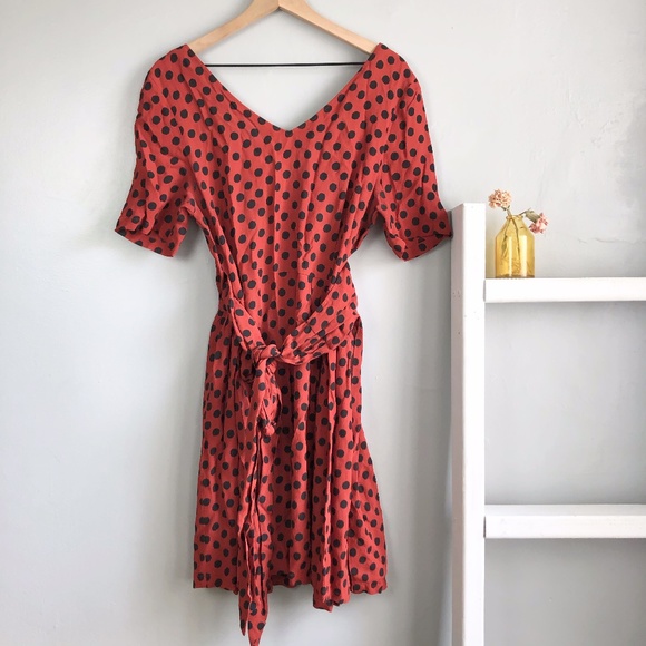 ganni red polka dot dress The perfect pair of dresses for the summer! . GANNI Tea Length White  Wrap Dress with Red Florals, Size Small, $98 (retails $375+) Marc Jacobs  Designer Y2K 1940s inspired Silk Red Polkadot